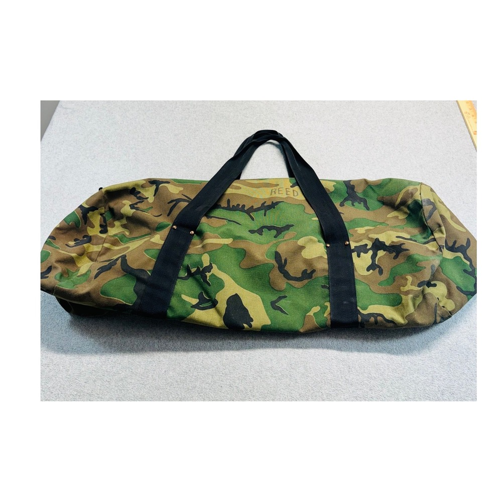 Vintage Woodland Camo Duffel Bag Large Military Style Canvas Gear Bag Outdoors